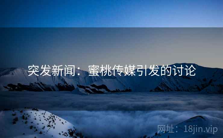 突发新闻：蜜桃传媒引发的讨论